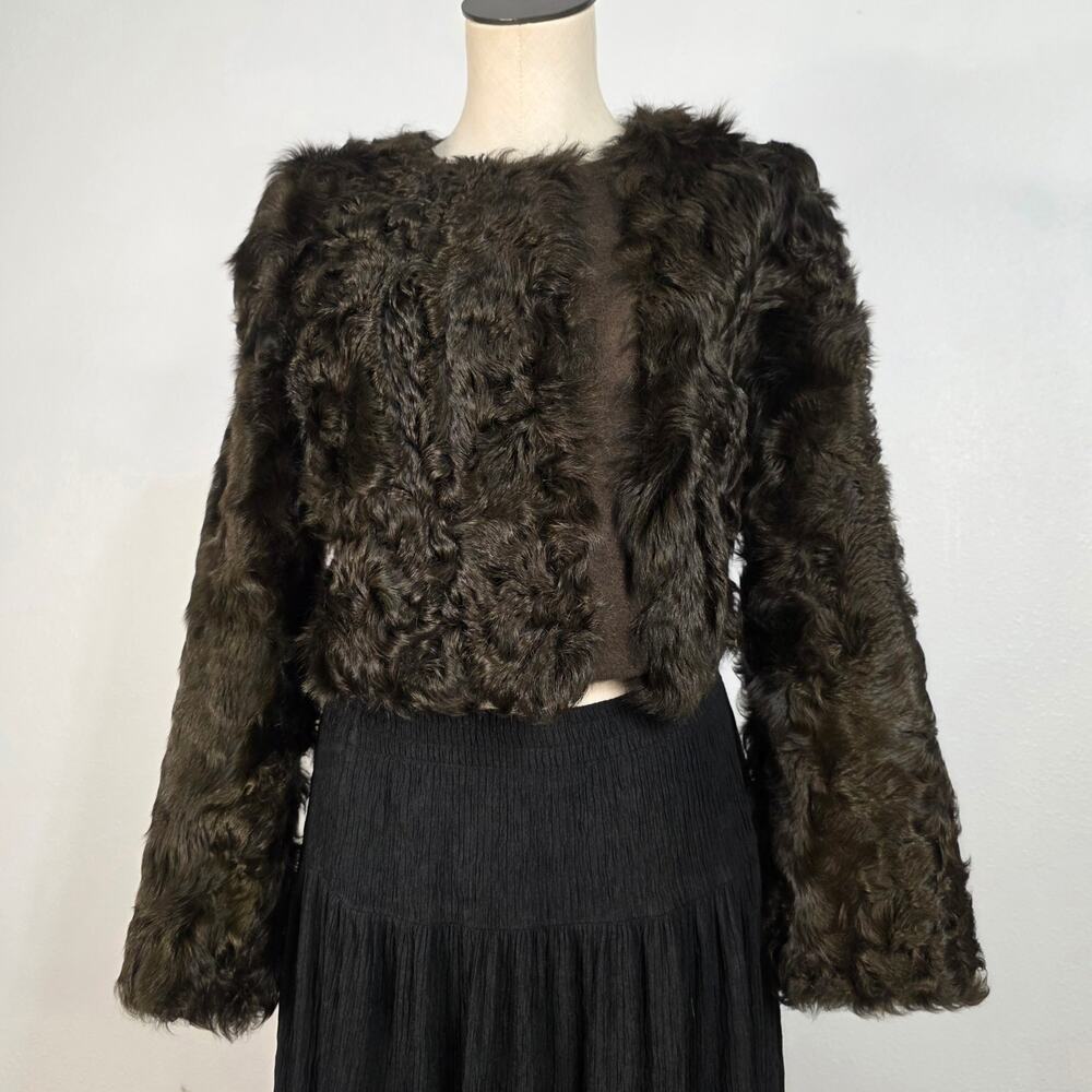 Prada 2011 Brown Lambswool Textured Cropped Jacket IT 38 Archive Made Italy